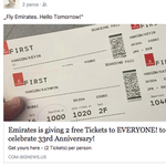 Minden kattintónak 2 ingyen repülőjegyet ad a 33 éves Emirates? És ennek mégis hanyadjára dől be?