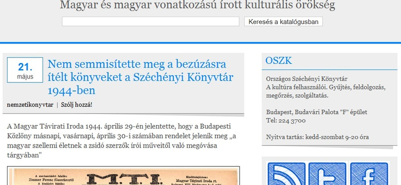 Könyvbezúzást szaboltált el az Országos Széchényi Könyvtár