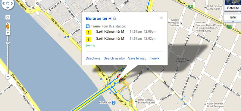 A Google mától BKV-útvonaltervezésre is jó
