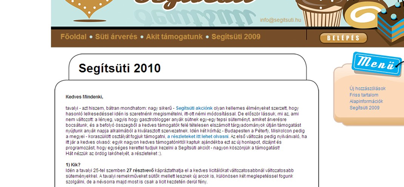 Bloggersütemény - újra elindult a Segítsüti akció