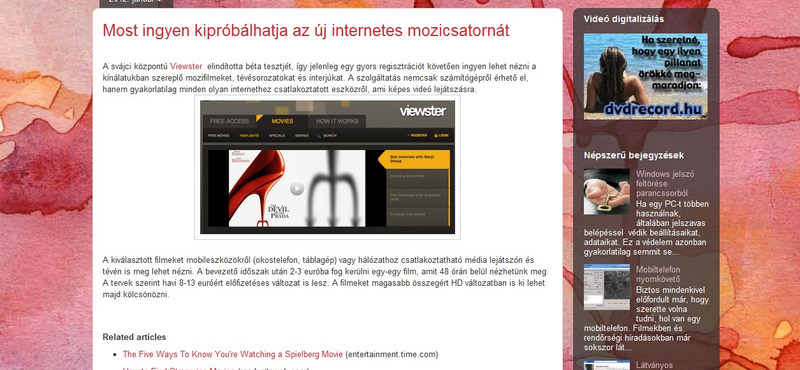 Internetes mozicsatornát tesztelhet ingyen