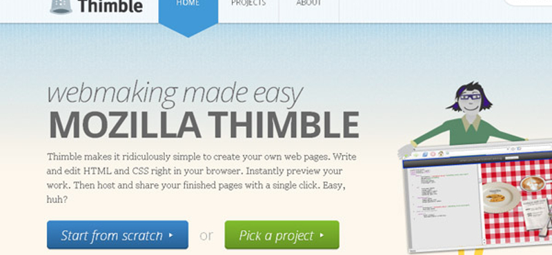 Thimble - a világ legegyszerűbb weboldalszerkesztője a Mozillától