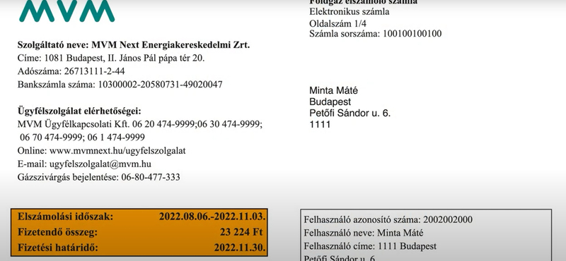 Videón magyarázza az MVM, hogyan kell értelmezni a számláikat